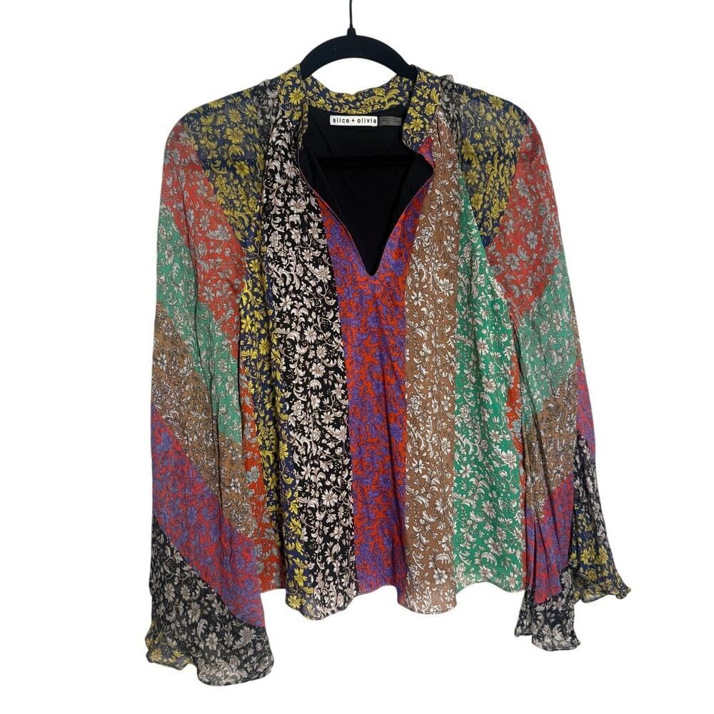 Alice + Olivia Prija Patchwork Blouse Sz. S - Picture 8 of 8